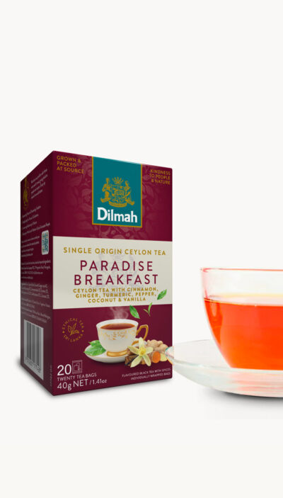 Dilmah Paradise Breakfast, Single Origin Ceylon Black Tea with Turmeric, Coconut, Vanilla, Cinnamon & Ginger